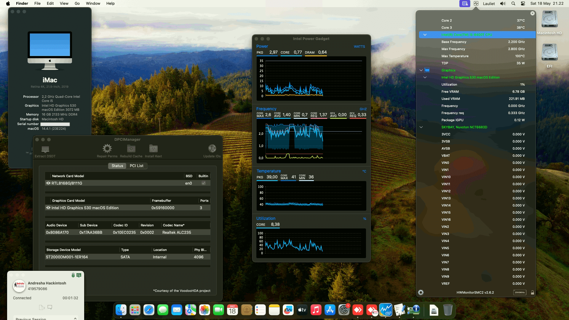 Success Hackintosh macOS Sonoma 14.4.1 Build 23E224 in Lenovo IdeaCentre AIO PC 510-23ISH